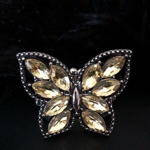 Crystal Butterfly Ring in Champagne Gold Tone - NWOT